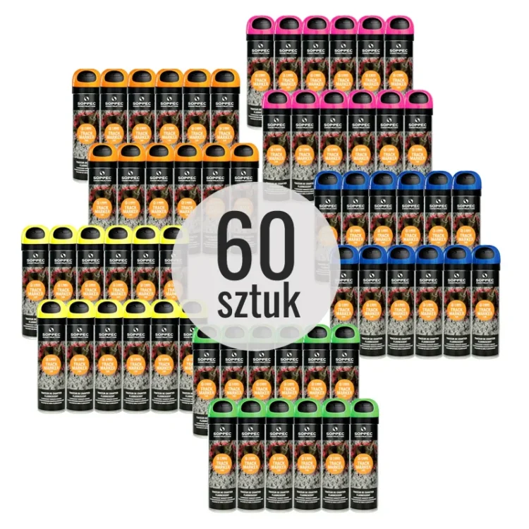 Farba Soppec Track Marker mix kolorów FLUO 500ml paczka 60szt