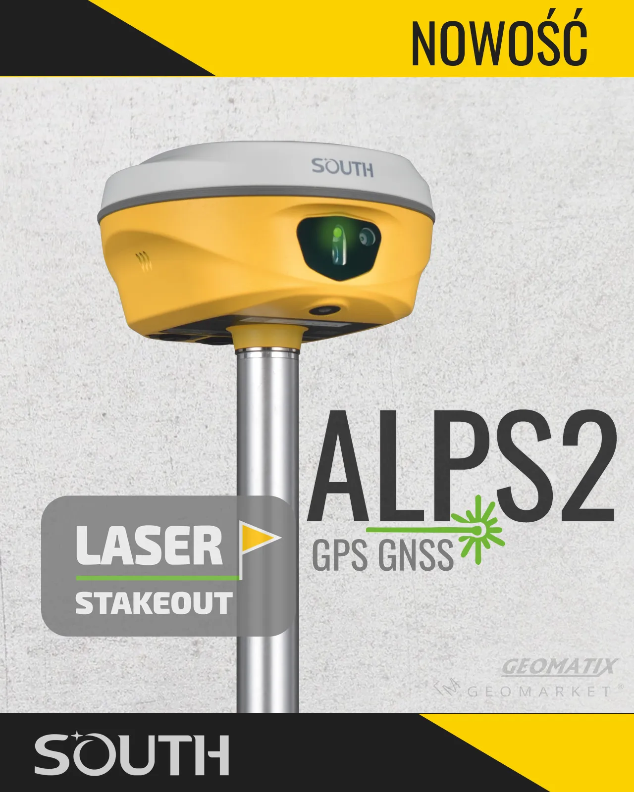 Nowość! Odbiornik GPS GNSS South ALPS2 - Laser RTK